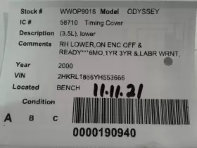 308-58710 HONDA Timing Cover Lower Odyssey #2