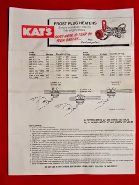K7GR KATS Frost Plug Engine Heater Volts Watts 600 #3