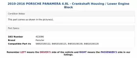 948101113CR PORSCHE Crankshaft Housing Lower Engine Block #3