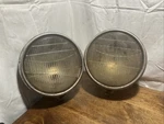 Pair 1930-1940s Ford Headlights Twolight Headlamp Hot Rat Rod One Cracked. Fixed Price $75.00.