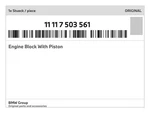 Genuine Bmw Engine Block With Piston 11-11-7-503-561 New. Fixed Price $3421.98.