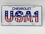 Vtg Chevrolet Chevy Dealer Usa 1 Stars & Stripes License Plate Embossed. Fixed Price $19.76.